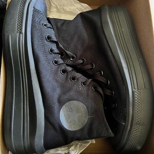 Converse All Star Platform All-Black Canvas Sneakers . Women’s Size 10.